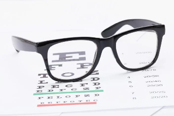 Eyeglasses on an eye chart